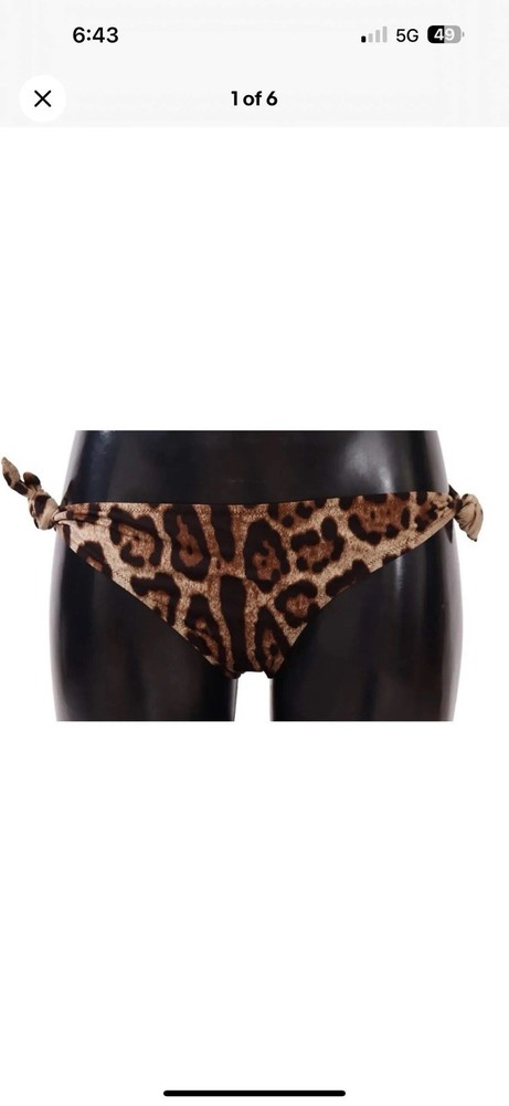 Brand New Dolce & Gabbana Leopard Swimsuit Bikini Buttoms IT 4/Large