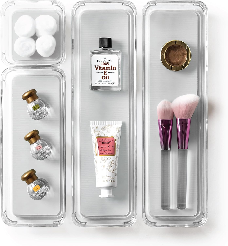 | 4-Piece Drawer Organizer Bin Set - Grey, Small | the MODULAR+ | Multi-Purpose