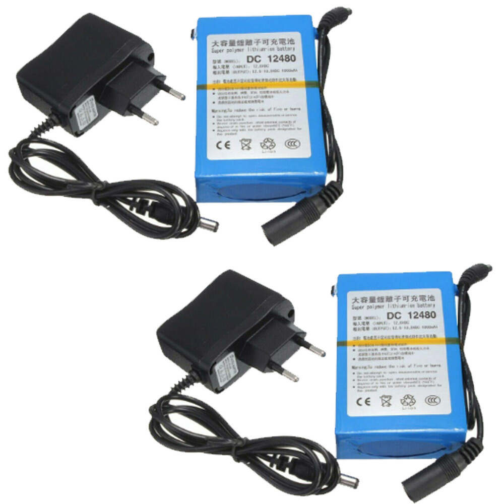 2PCS 4800mAh 12V Super Rechargeable li-ion DC12480 Battery Pack for CCTV Cameras
