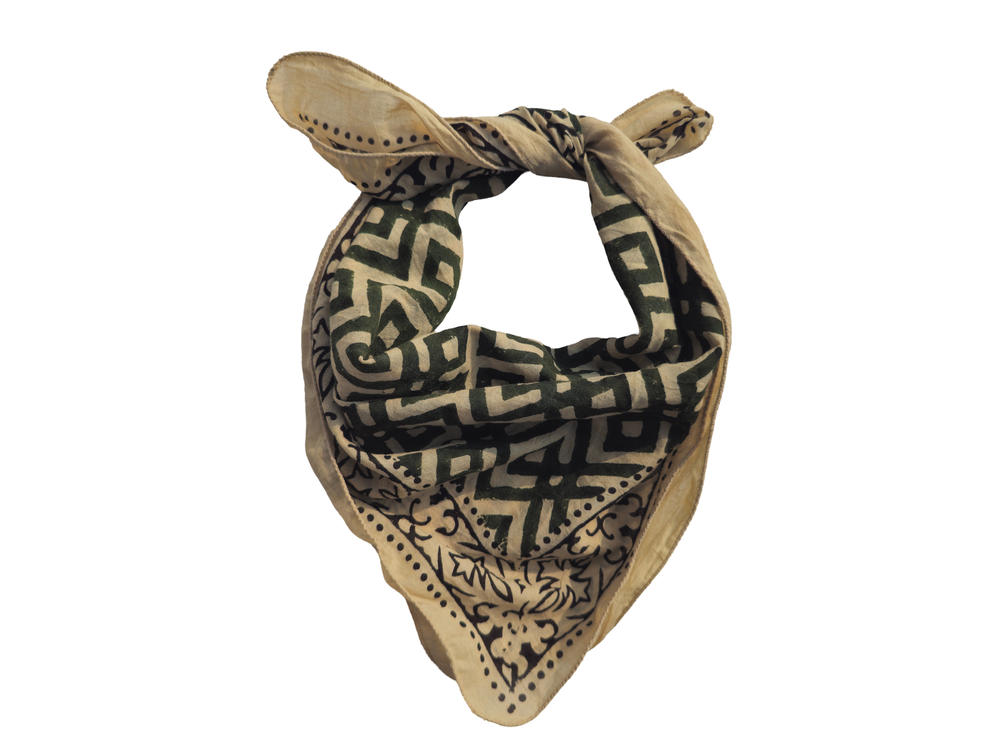 Handmade Cotton Bandana Scarf with Hand Block Print Design