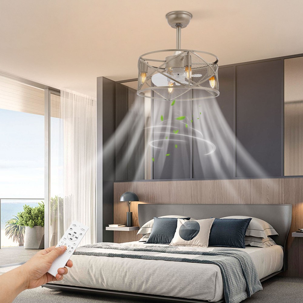 18-Inch 6-Speed Remote Control Ceiling Fan with Light Kit and 2H Timer  