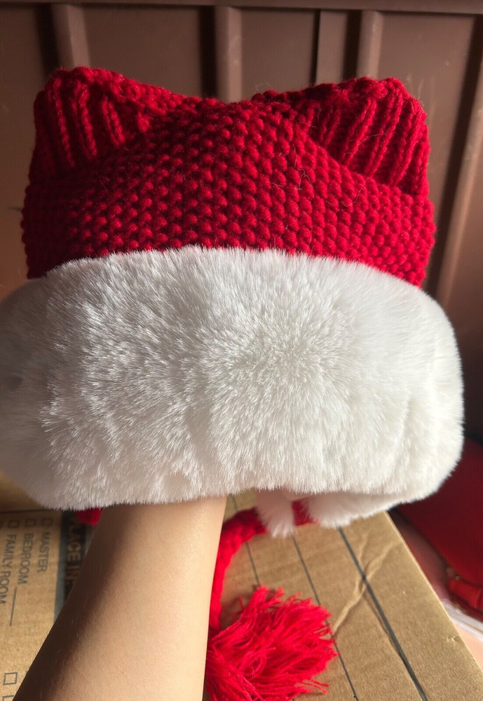 Hot Topic Santa Ear Tassel Beanie for Women in Festive Red-image