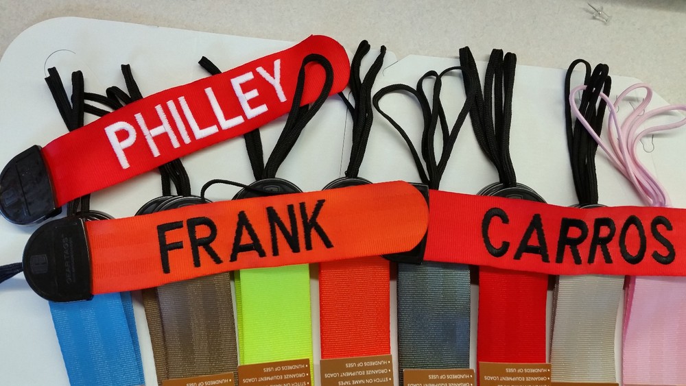 SET OF 3   GEAR TAGS  PERSONALIZED WITH YOUR NAME OR TEXT