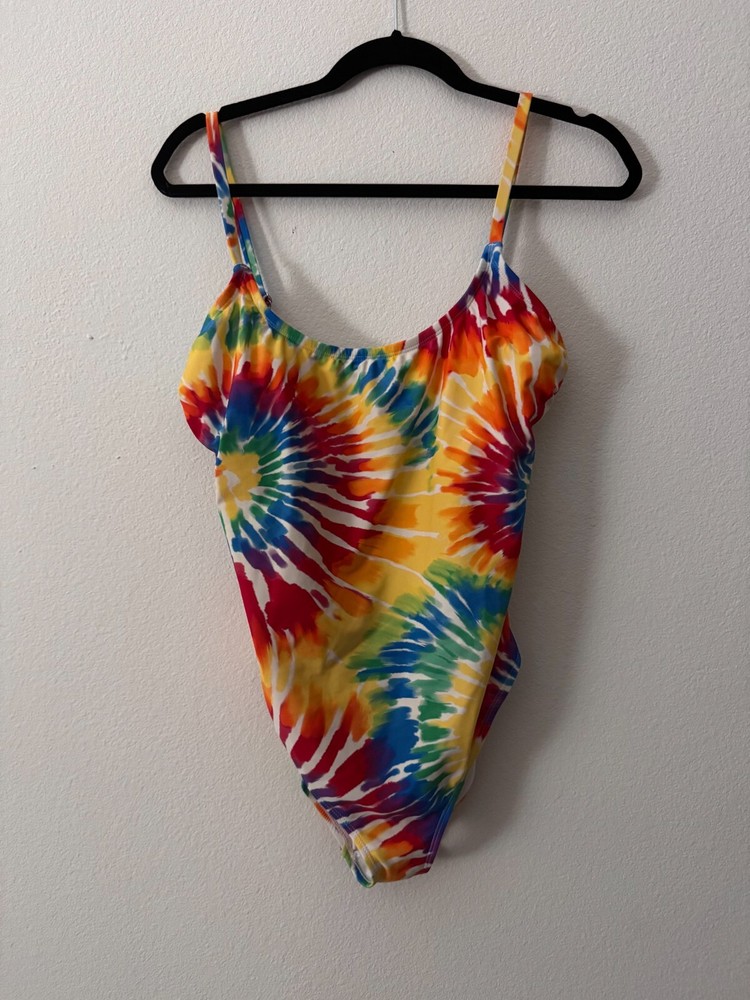 Sirena Swimsuit Womens One Piece Tie Dye Rainbow Multicolor Pride Size L
