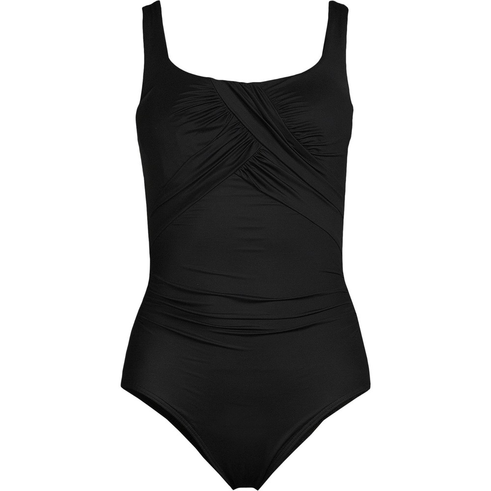 Lands' End Women's 8-18W SlenderSuit Carmela One Piece Swimsuit Black