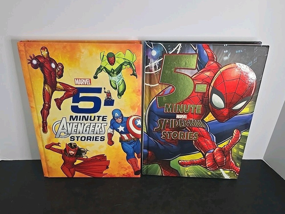 Marvel 5-Minute Avengers Stories & Spider-Man Stories HC 2 Book Lot Disney