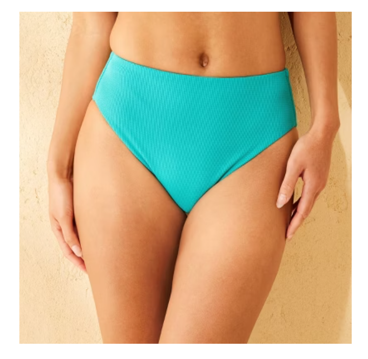 Women's Pique High Waist High Leg Medium Coverage Bikini Bottom-Shade & Shore M