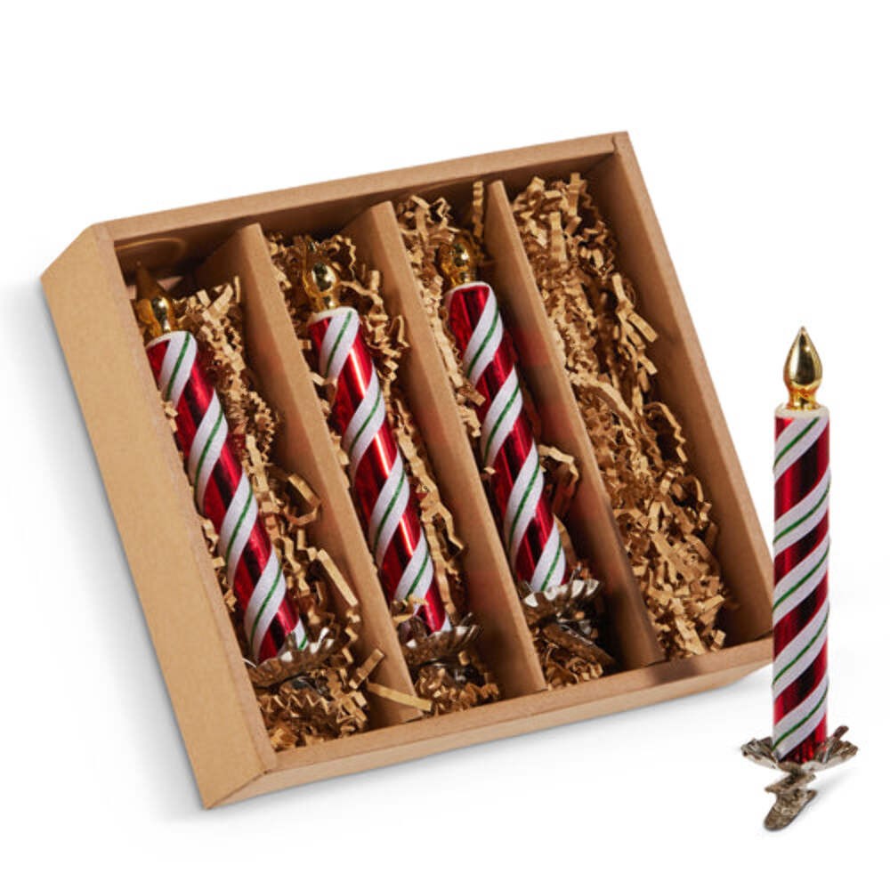 Red and White Candle Clip-On Ornament 6.5