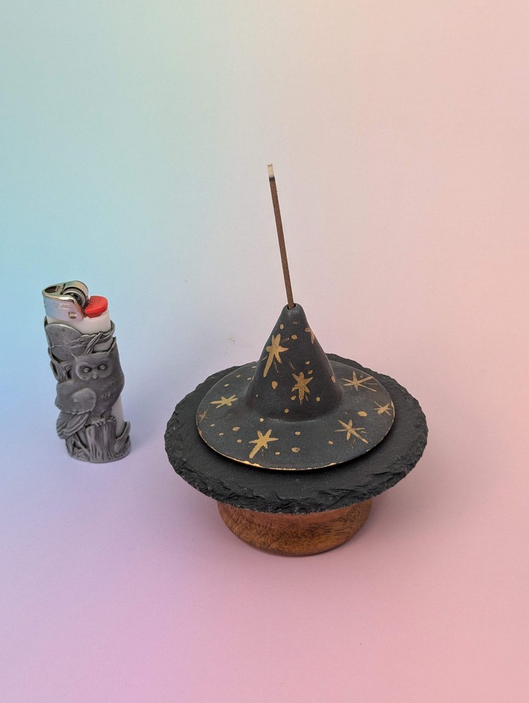 Witch Hat Incense Holder W/Slate Plate