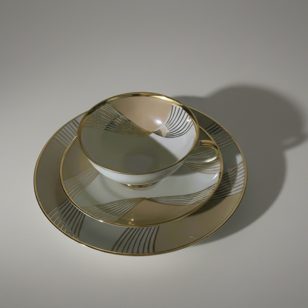 Vintage Bavarian Porcelain Trio (Cup, Saucer & Dessert Plate) - Theresa