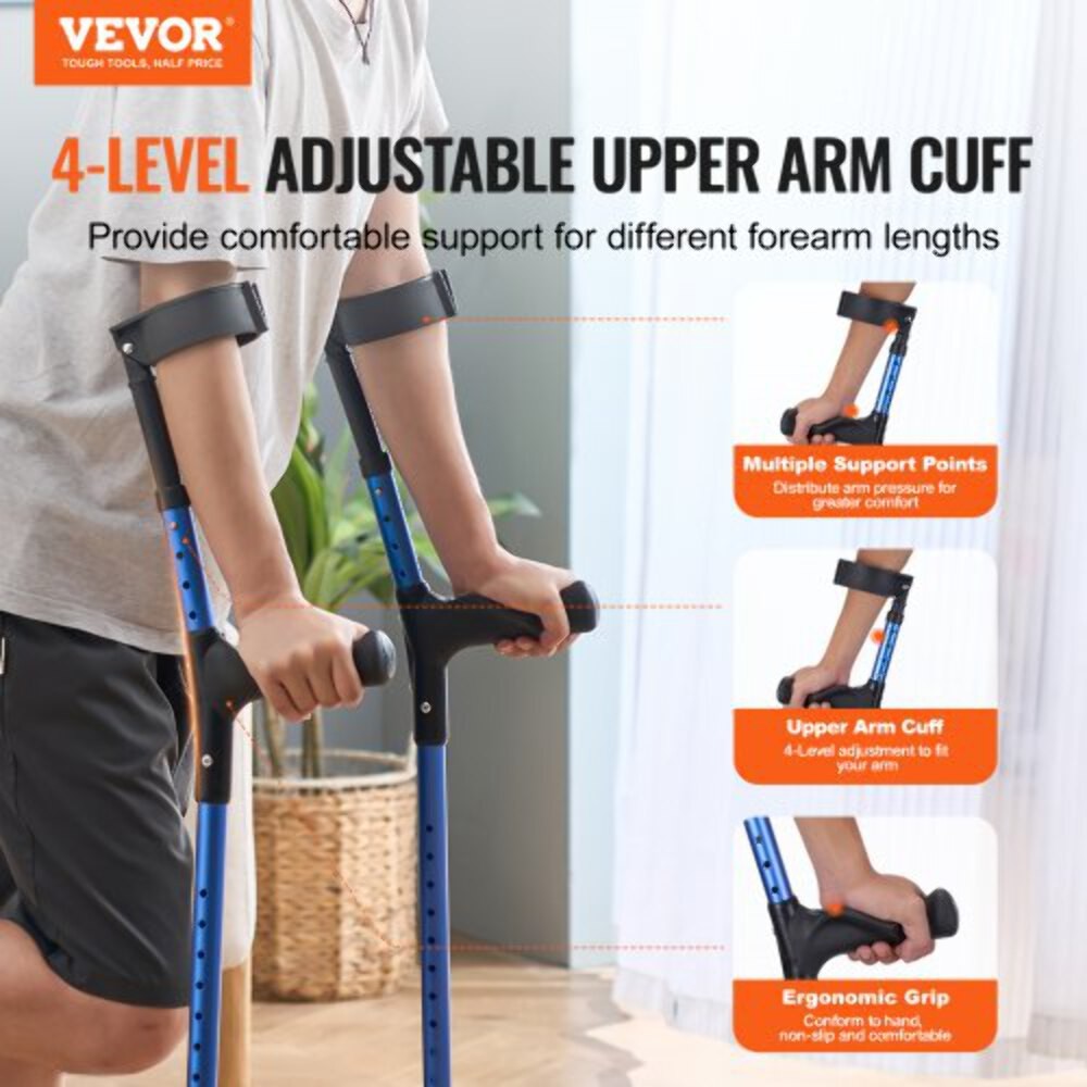 Forearm Crutches for Adults 11Level Height Adjustable Walking Crutches