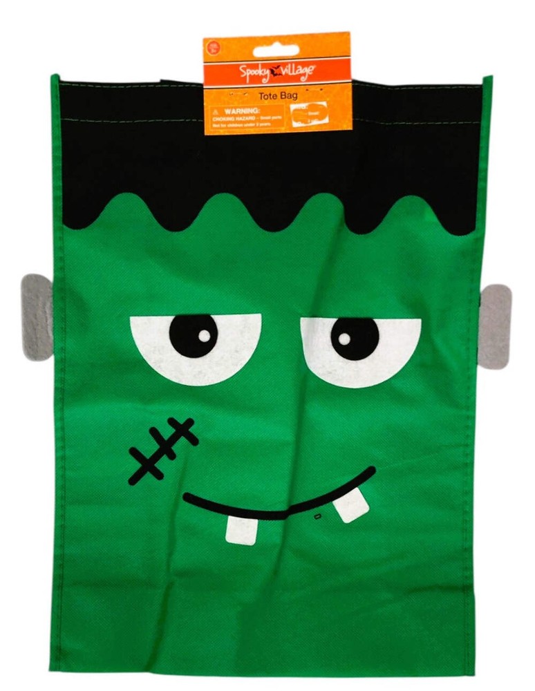 26516- Green Frankenstein Halloween Trick or Treat Tote Bag |POD 1-21|