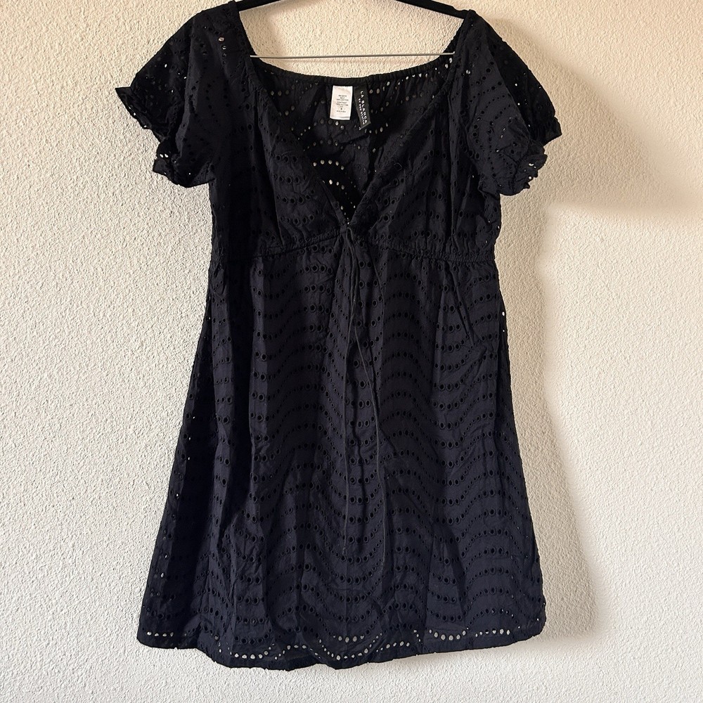 La Blanca Eyelets Cover Up Dress Women’s Small Black Vacation Beach Swim Coverup
