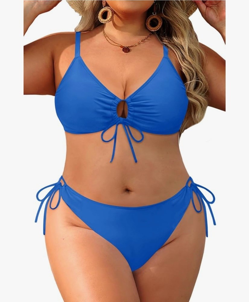 DACI Women's Plus Size 22W Triangle Bikini Set Sexy Tie Front Two-Piece Swimsuit