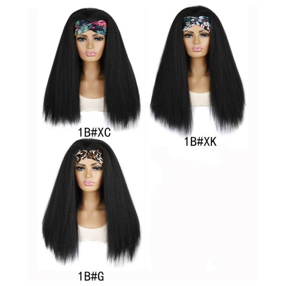 NNEIDS Long Hair Turban Headband with Cornrow Wig in 1B Black