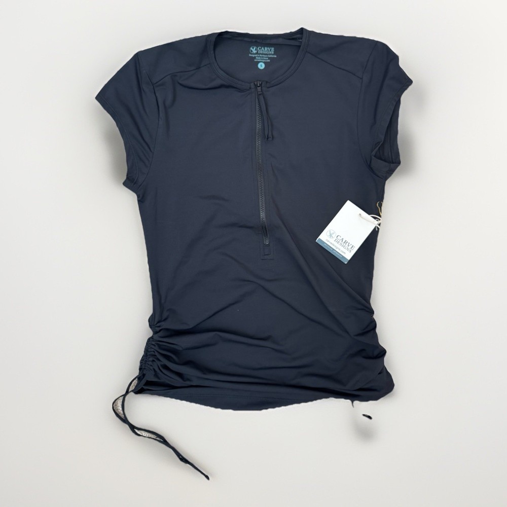 Women's Size S Carve Designs Dawson Rashguard Short Sleeve Quarter Zip Swim Top