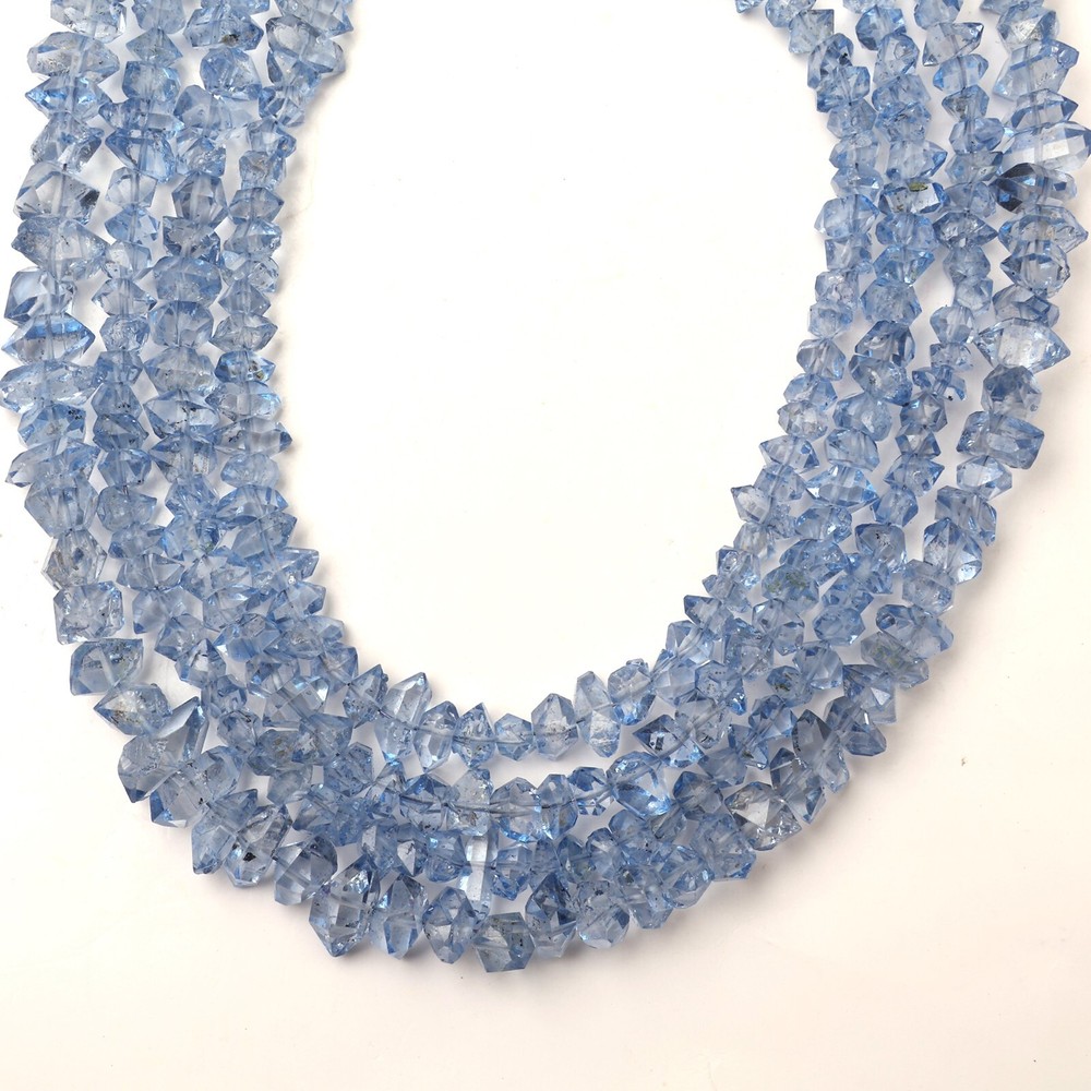 Natural Herkimer Diamond Beads 8 Inch Strand 6-8 MM Rough Beads Blue Coated