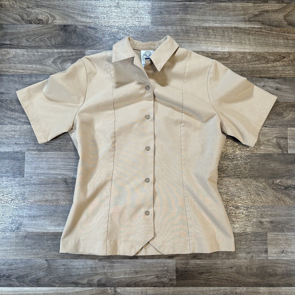 DLA Womens Beige USN Uniform Dress Shirt Size 12 Tall-image