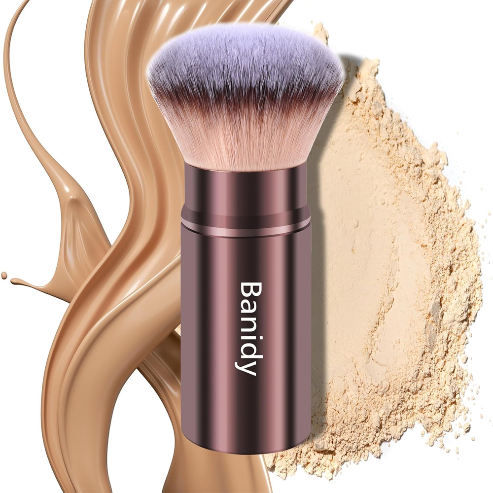 Makeup Brush Kabuki Face Brushes Retractable Travel Blush Brush Portable Flawles