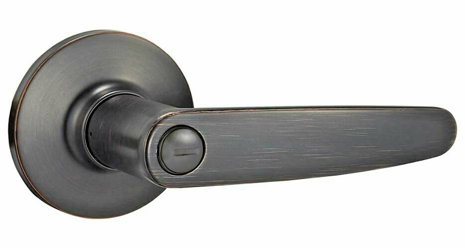 AmazonBasics Straight Door Lever With Lock Oil Rubbed Bronze OPEN BOX-image