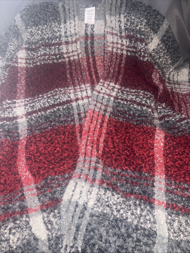Woolrich Women's One Size Shawl Cape Wrap Poncho Highlander Plaid Red Black Whit