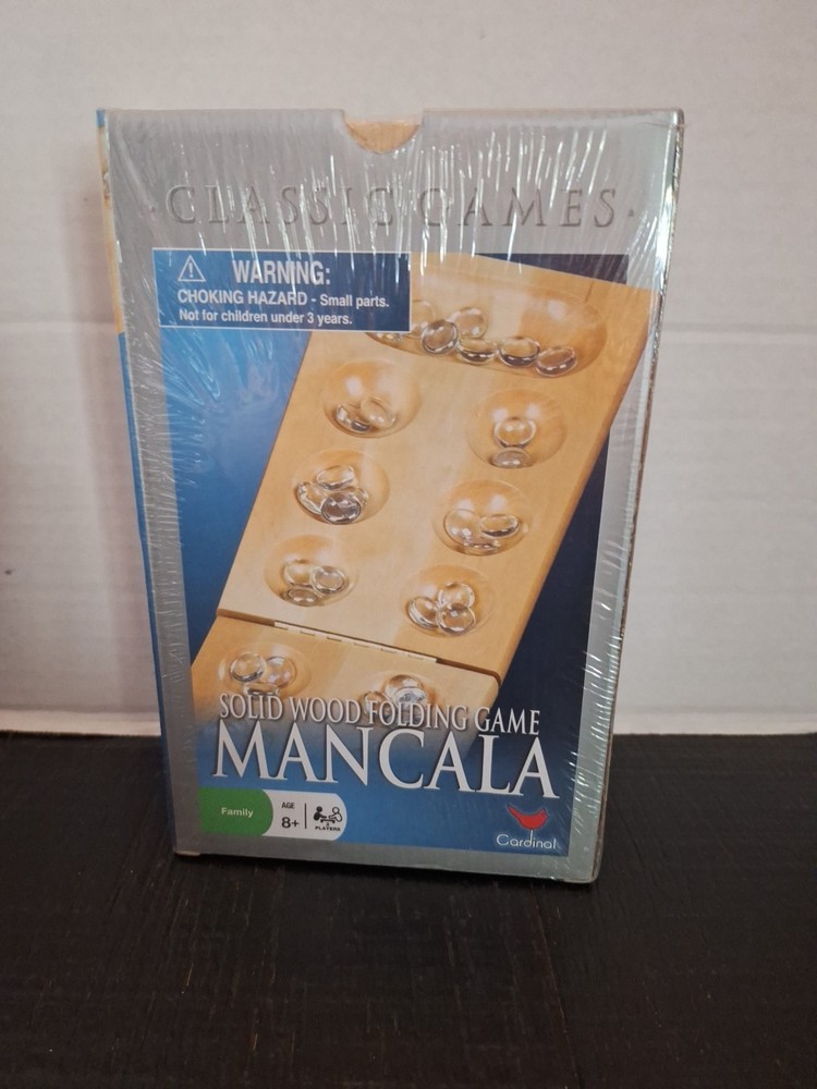 Cardinal Mancala Solid Wood Folding Game w/ Glass Stones Classic Family Play