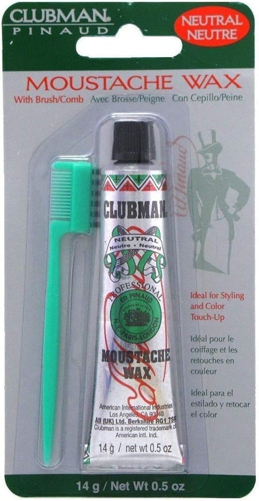 Natural Moustache Wax with Brush Comb - 14g Neutral Hold