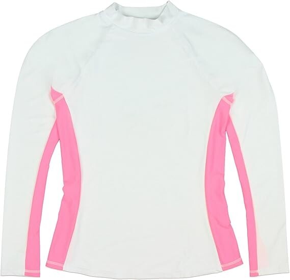 Ingear Swim Ladies Rash Guard Top White & Pink Long Sleeve Spf 50 Small