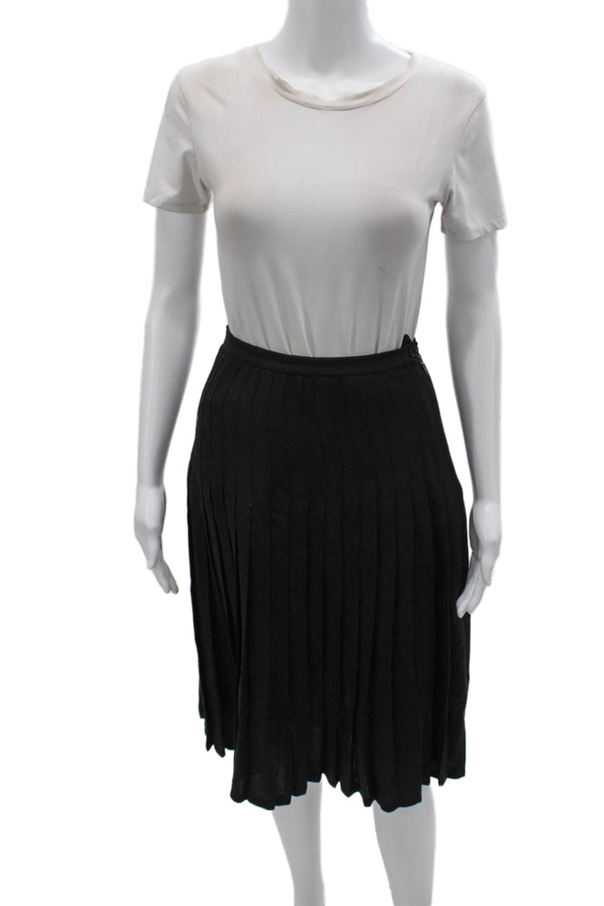 Lauren Ralph Lauren Women Pleated Black Polyester Blend Skirt Button Size 4Free Shipping in US $100+ Orders | $6.95 Orders Below