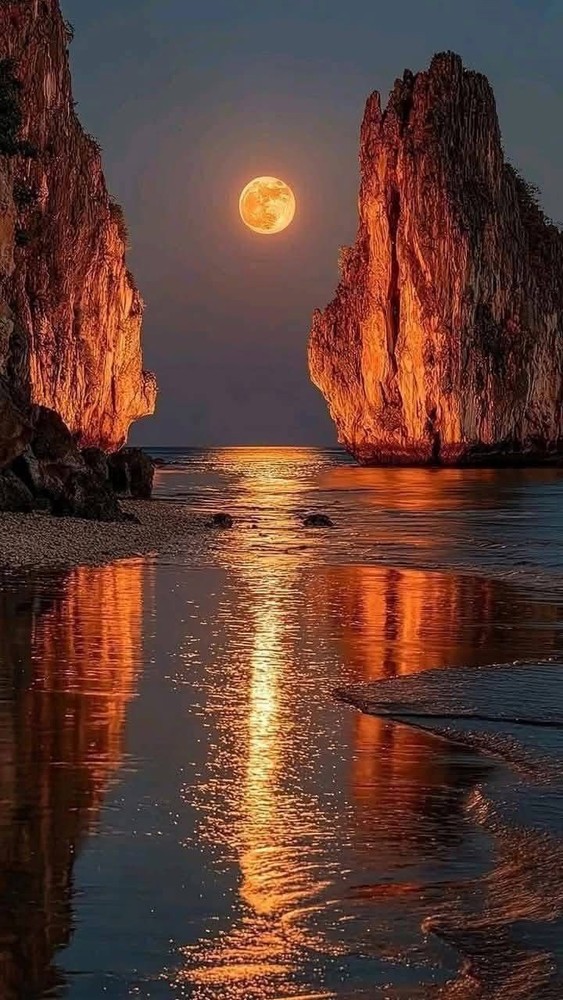 Digital Nature Photography Wallpaper – Moon Reflect Desktop Background Art $0.99