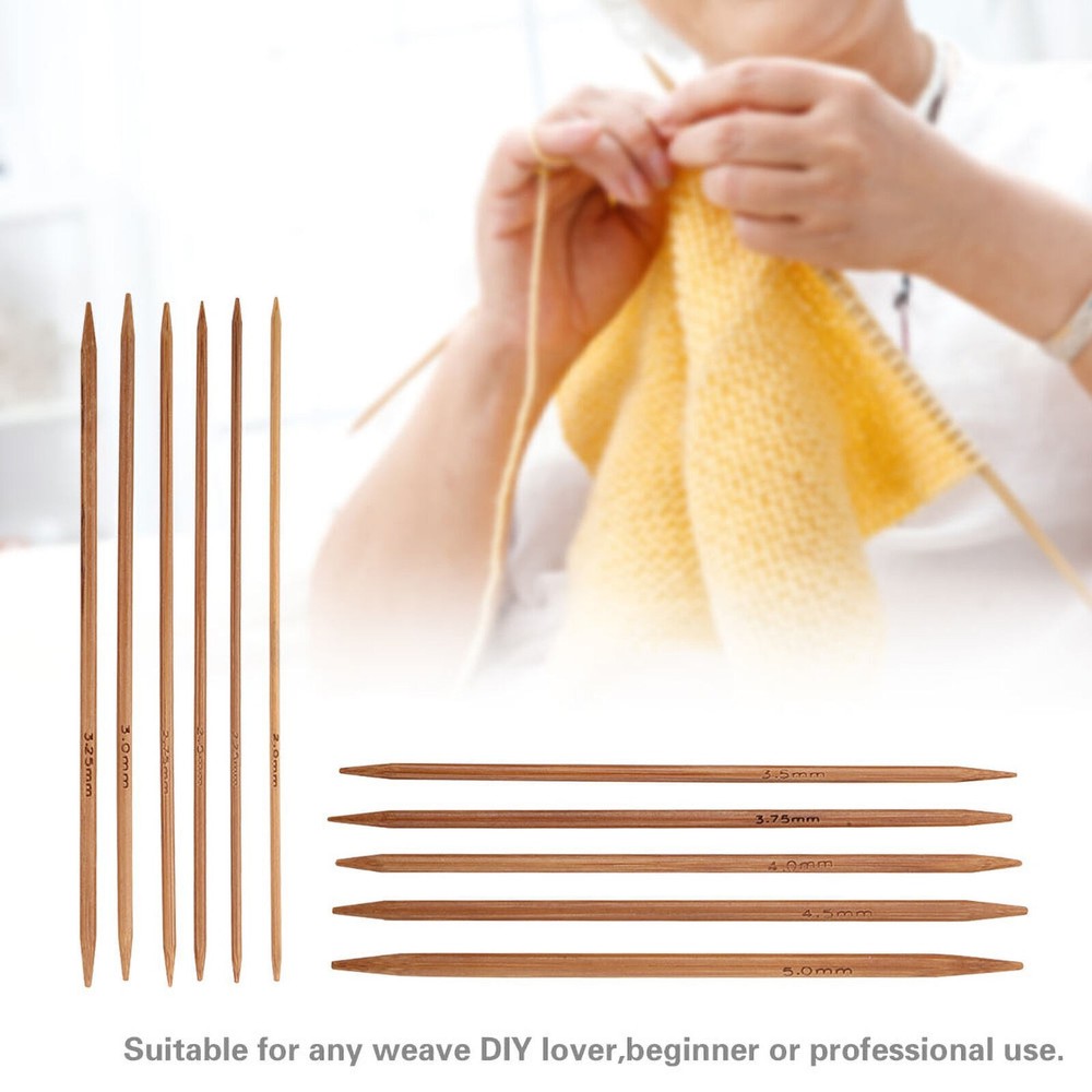 11-Piece Bamboo DPN Knitting Needles Set - 5.1in/13cm - 11 Sizes