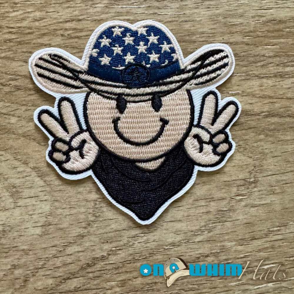 Western Smiley Embroidered Iron-On Patch
