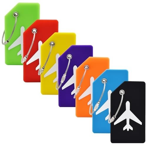 7 Pack Silicone Luggage Tag Baggage Handbag Travel Suitcase Tags with Name ID Ca