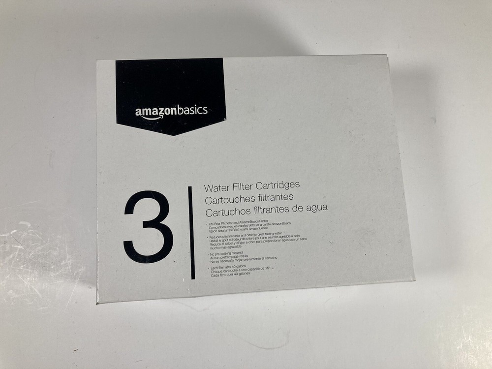 AmazonBasics Water Filter Cartridges 3 Pack Sealed Fits Brittany & Amazon-image