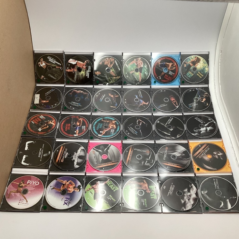 (Mixed Lot of 30) Genuine Beachbody Fitness DVDs: Body Beast, Les Mills Combat +