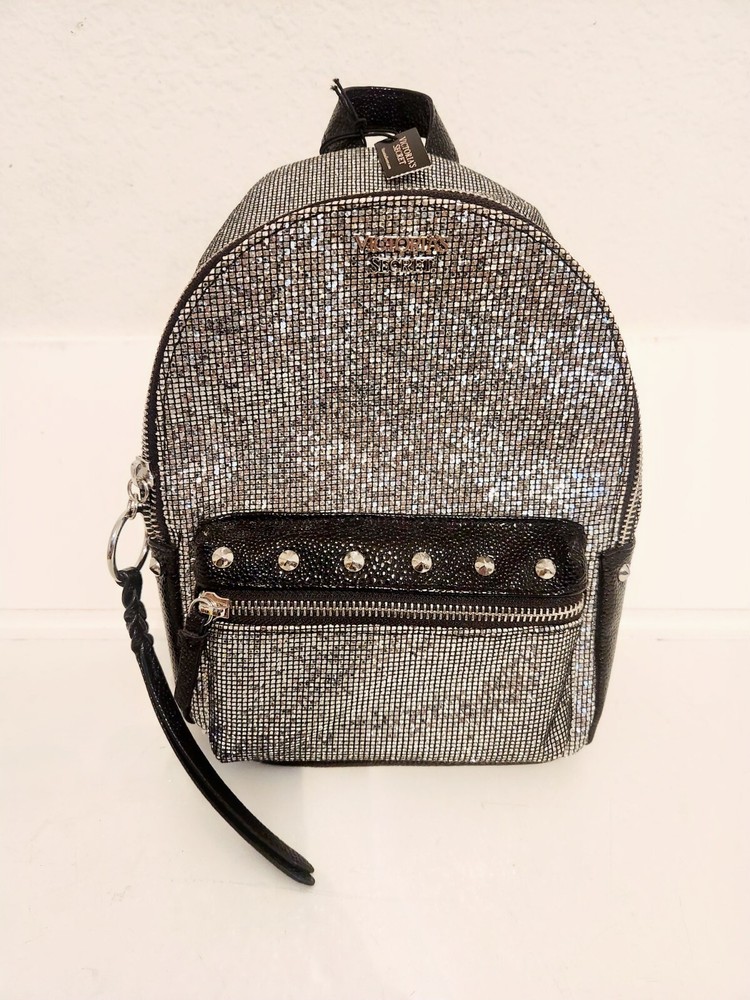 Victoria's Secret Silver Sparkle Studded Mini City Backpack  