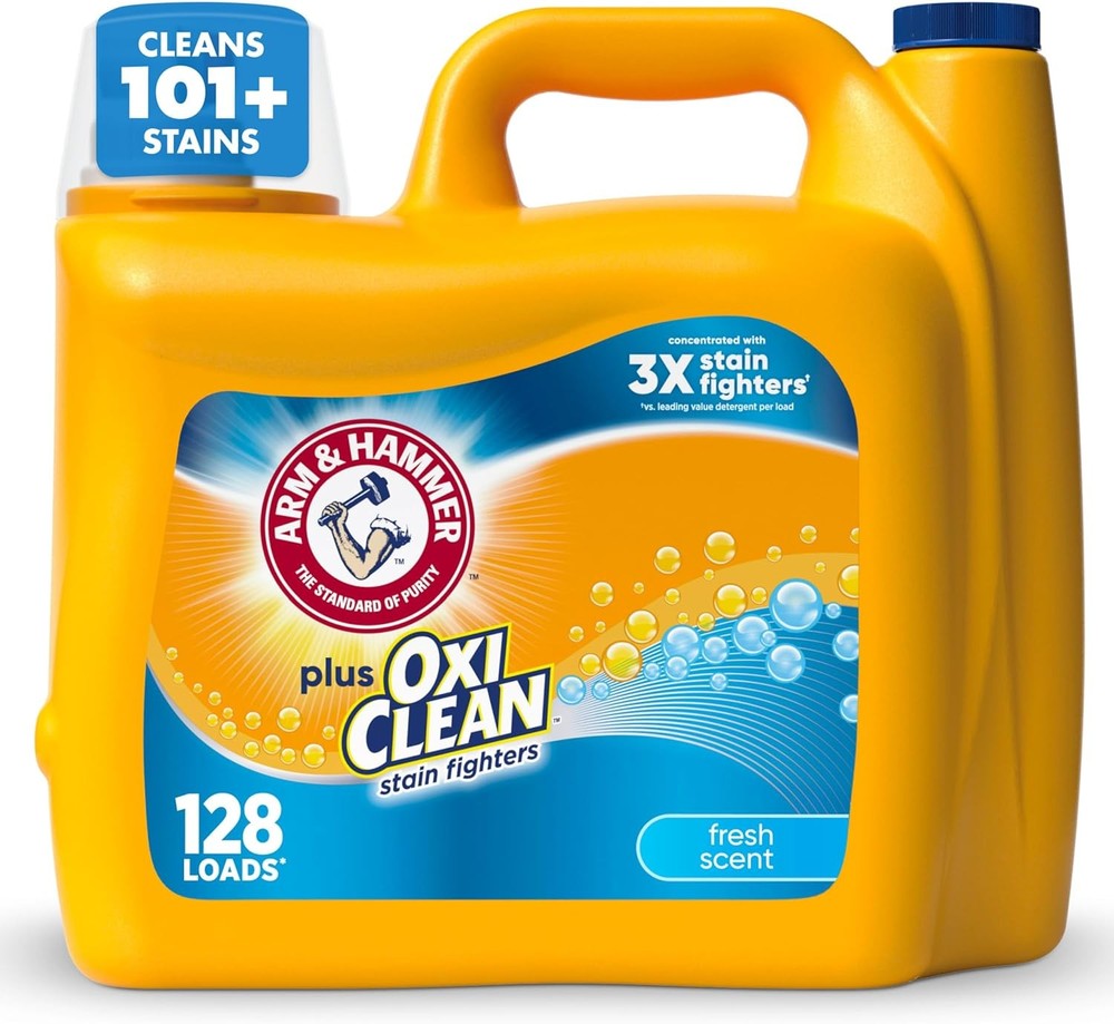 ARM & HAMMER Plus OxiClean Stain Fighters Liquid Laundry Detergent, Fresh Scent,