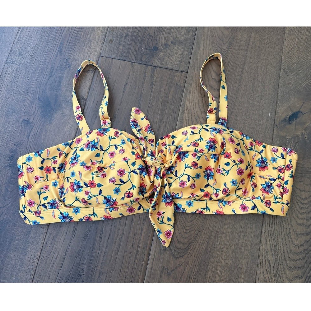 Modcloth Santa Barbara Saturday Floral Bikini Swim Top Yellow Retro Pinup 3X NWT