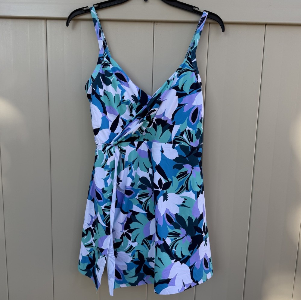 Liz Claiborne Day In The Sun One Piece Swimsuit Swim Dress Size 8 NWT