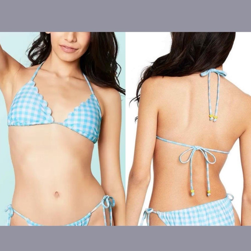 Stoney Clover Lane X Target Gingham Triangle Bikini Top Women S Blue White Beach