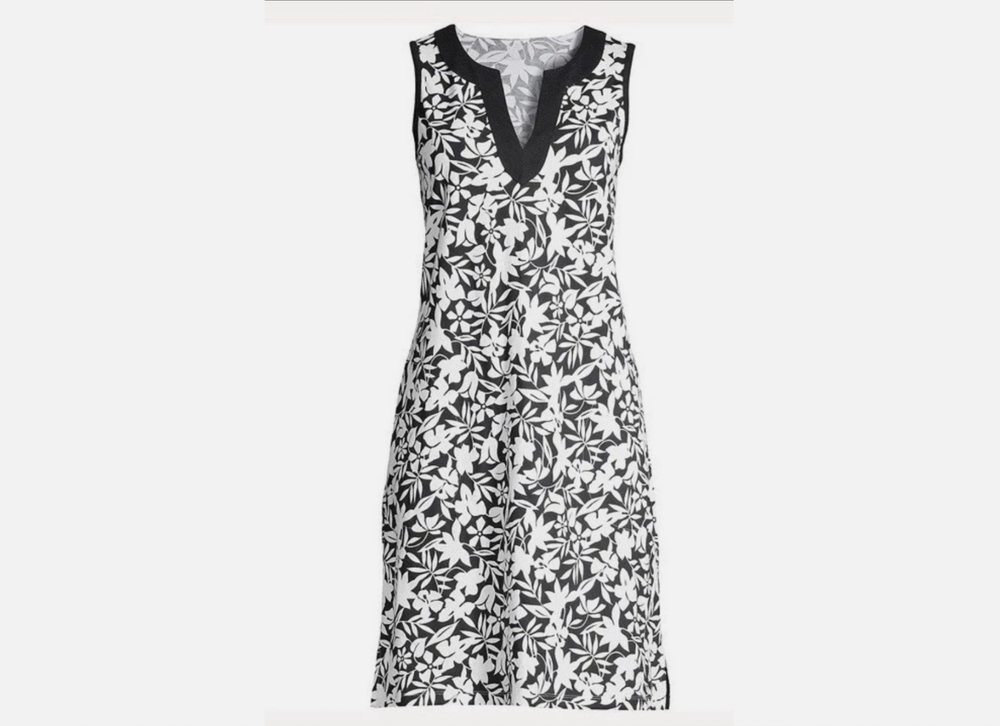 Lands End Womens Plus Size 2X 1XT Cotton Jersey Sleeveless Swim Cover Up Dress in White
