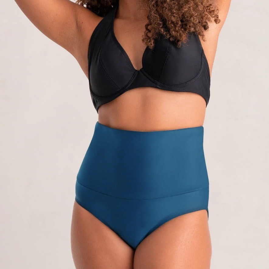 Shapermint Essentials High Waisted Tummy Control Bikini Bottom Teal Blue 2XL