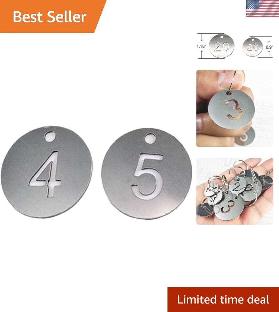 Diameter 1.18 Inches Bigger Hollowed Stainless Steel Number Tags Key Tags wit...