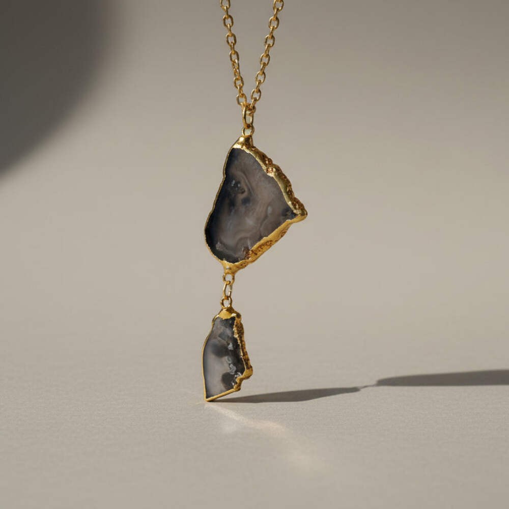 Vintage Agate Ranch + Marfa Long Grey Necklace