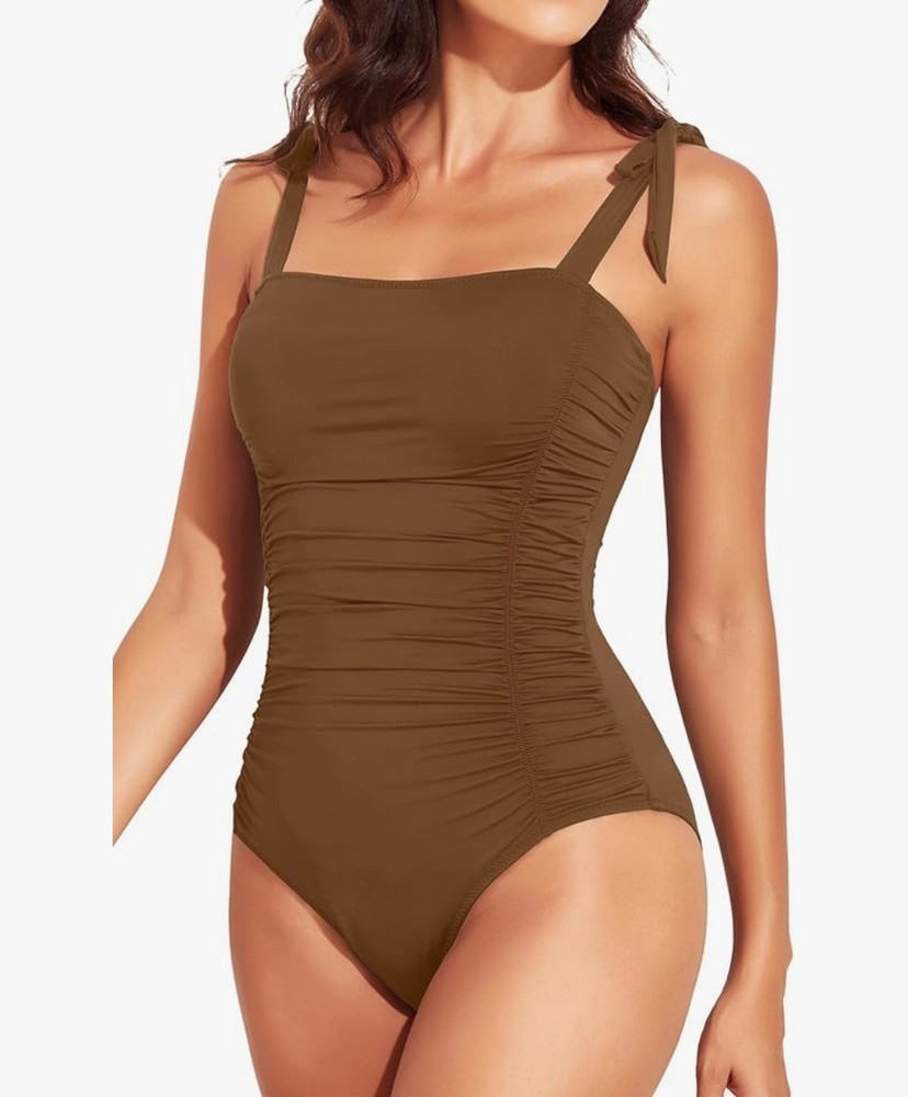 Tempt Me Women 1pc Swimsuits Ruched Slimming Bathing Suits Vintage Swimwear Sz M