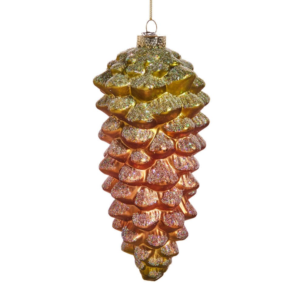 Natural Brown Pinecone Glass Ornament 8
