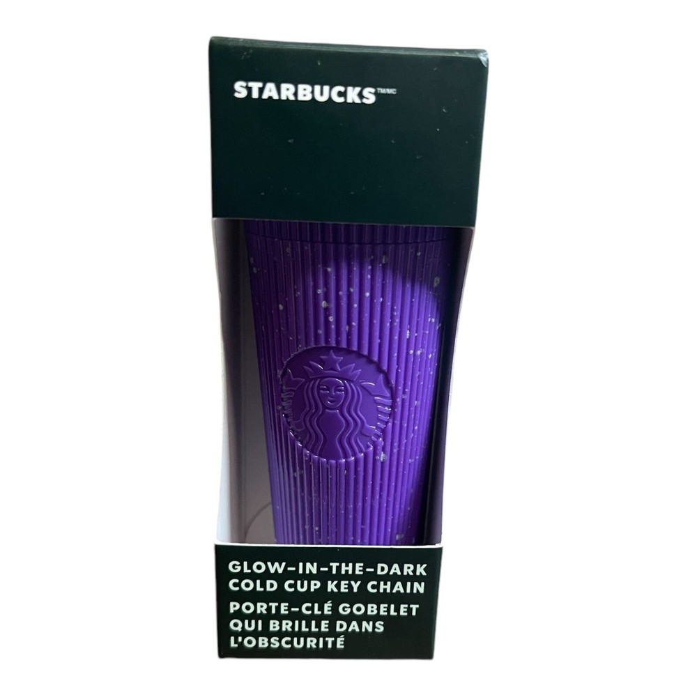 Starbucks 2024 Halloween Glow-in-the-Dark Purple Splatter Cold Cup Keychain-image