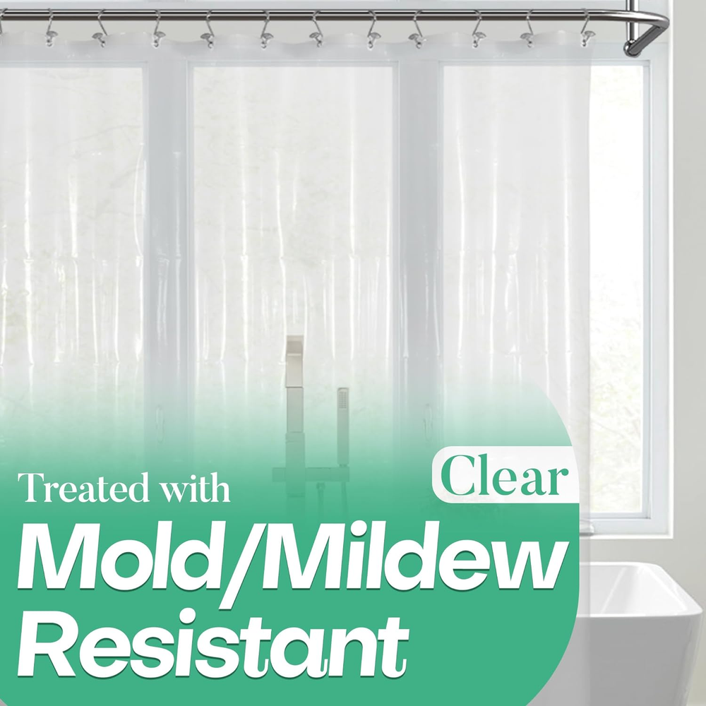 Clear Shower Curtain Liner 72x72, Waterproof Plastic with 3 Magnets for Bathroom