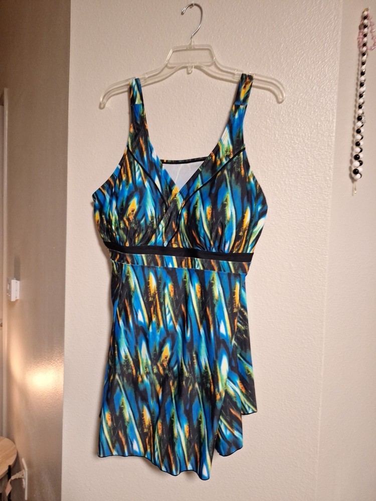 Septangle Women's Blue Swim Dress Size 22 NWT