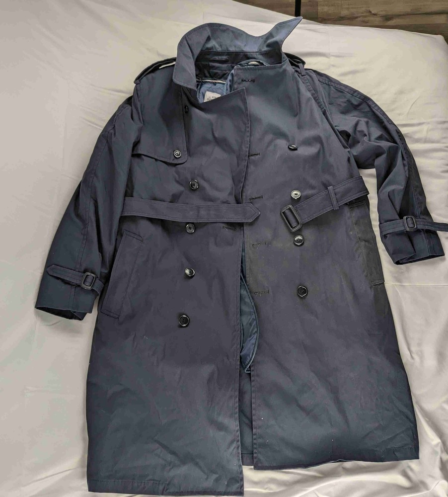 Defense Logistics Agency Navy Blue All Weather Trench Coat Double Breasted 42R-image